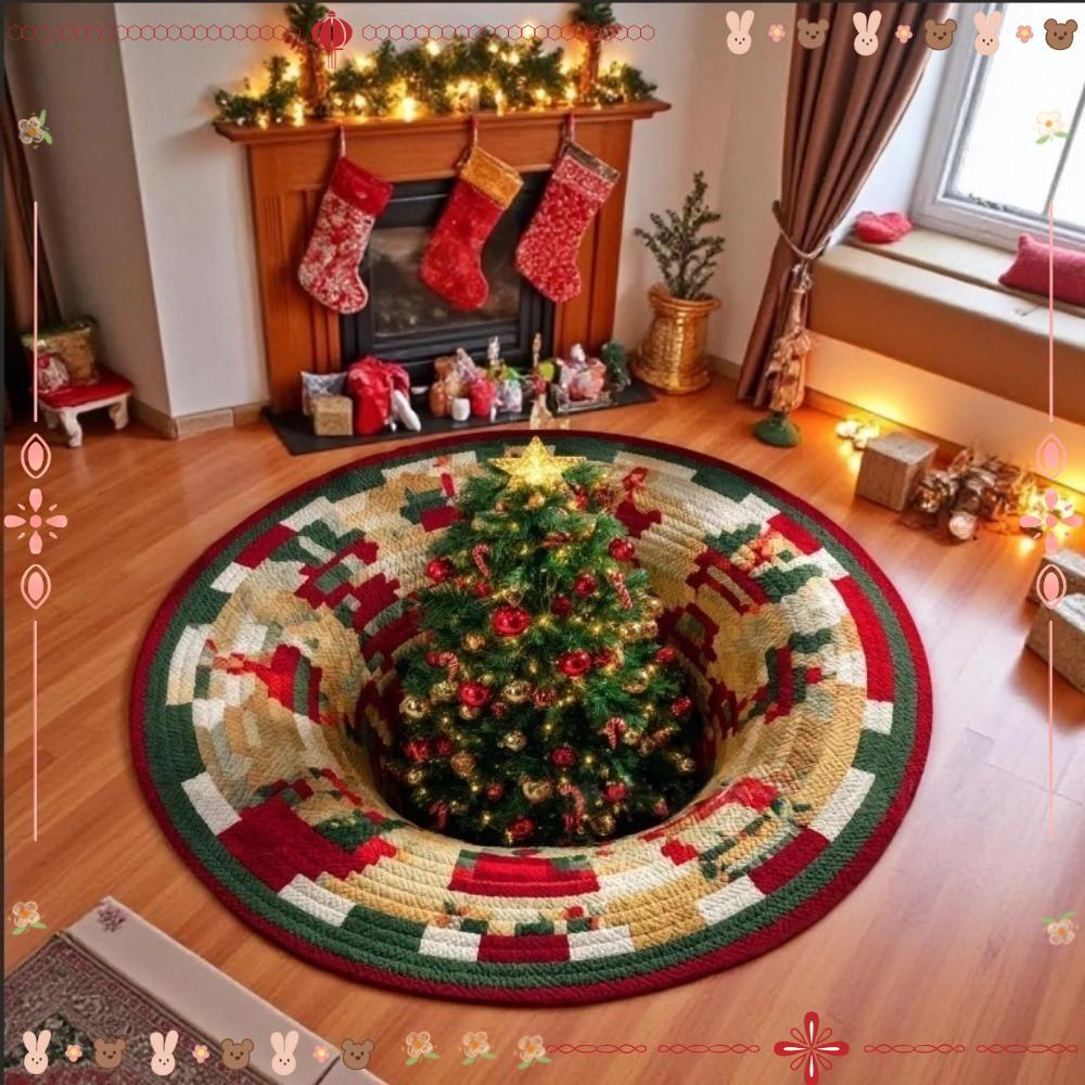 Tapete Redondo De Natal, De Base De Árvore De Imitação De Caxemira De 60 * 60 Cm , Antiderrapante