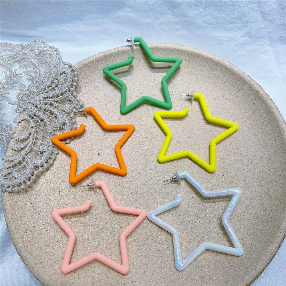  Brincos de cor pentagrama brincos refletivos fluorescentes personalidade decorações exageradas