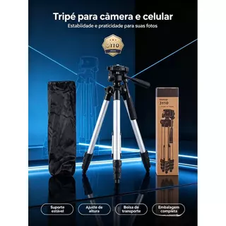 Tripé Universal Com Nível Câmeras Celulares 1,02m Entrega rápida