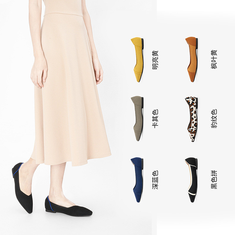 Dedo do pé apontado voando tecido plana princesa sapatos 2023 novo estilo boca rasa respirável leve confortável único sa