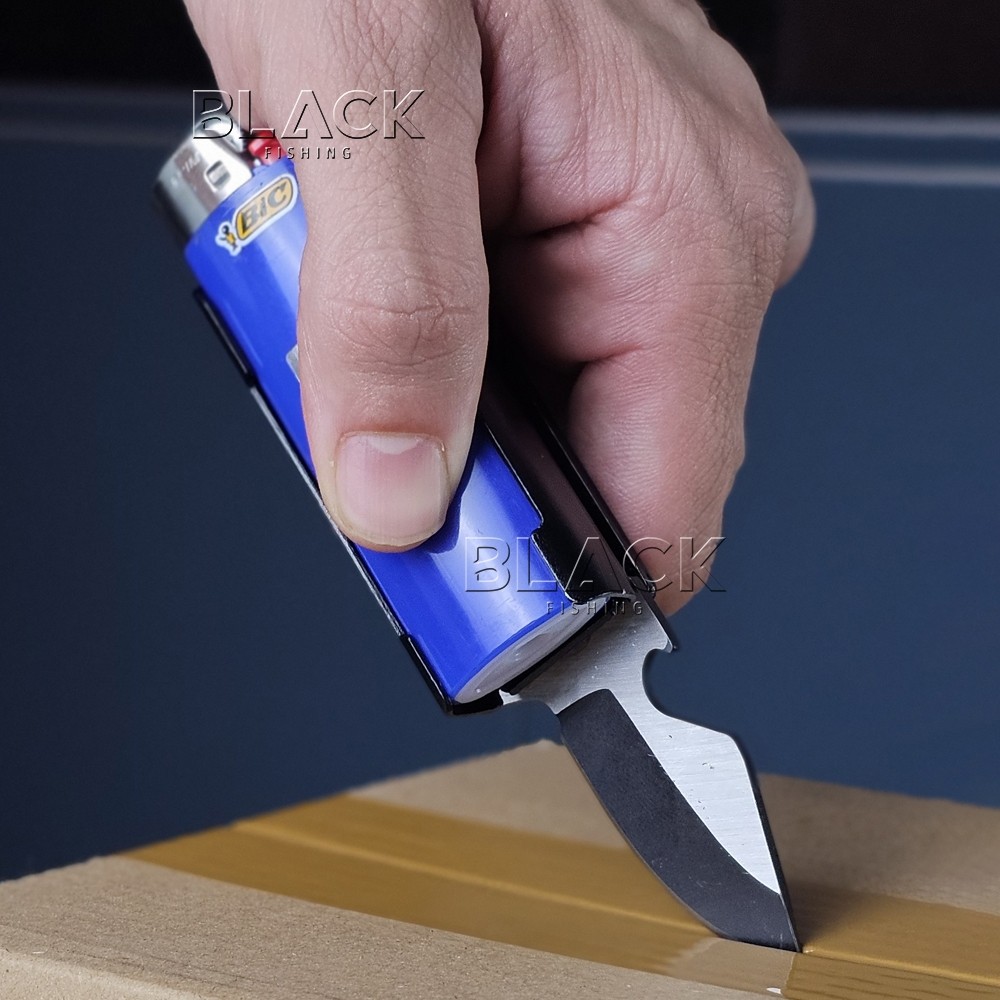 Canivete Mini Porta Esqueiro Semi-automático Clip De Bolso e Abridor Com Trava Liner Lock