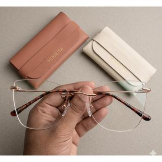 Armação De Óculos Balgriff + Case De Proteção Feminino Sem Aro PARIS Lente Gatinho Estilo Retrô Old Money Armação Óculos