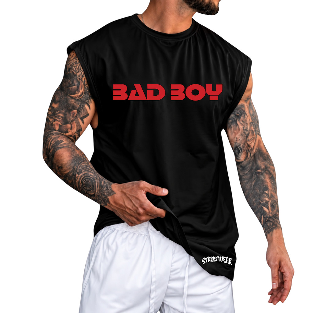 Regata Machão Oversized 100% Algodão Camiseta Cavada Musculação Streetwear Treino Bad Boy Academia