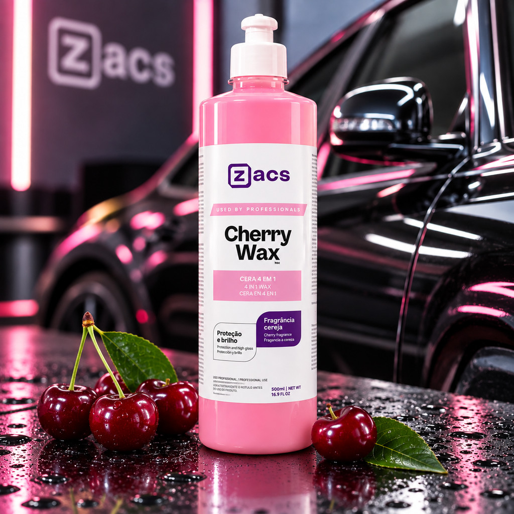 Cera 4 Em 1 Zacs Cherry Wax 500ml Proteção Brilho Automotivo