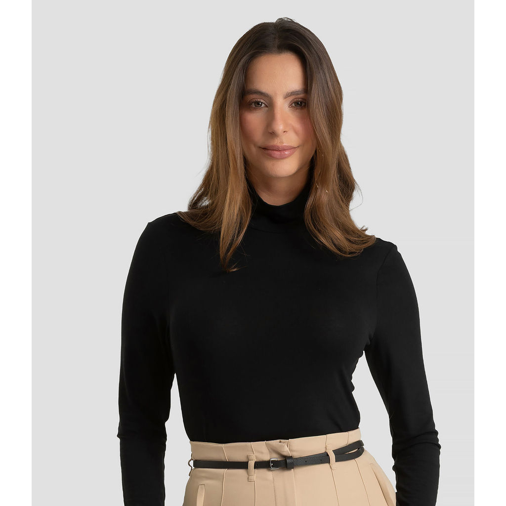 Blusa Feminina Manga Longa Visco Premiere Dianna Preto