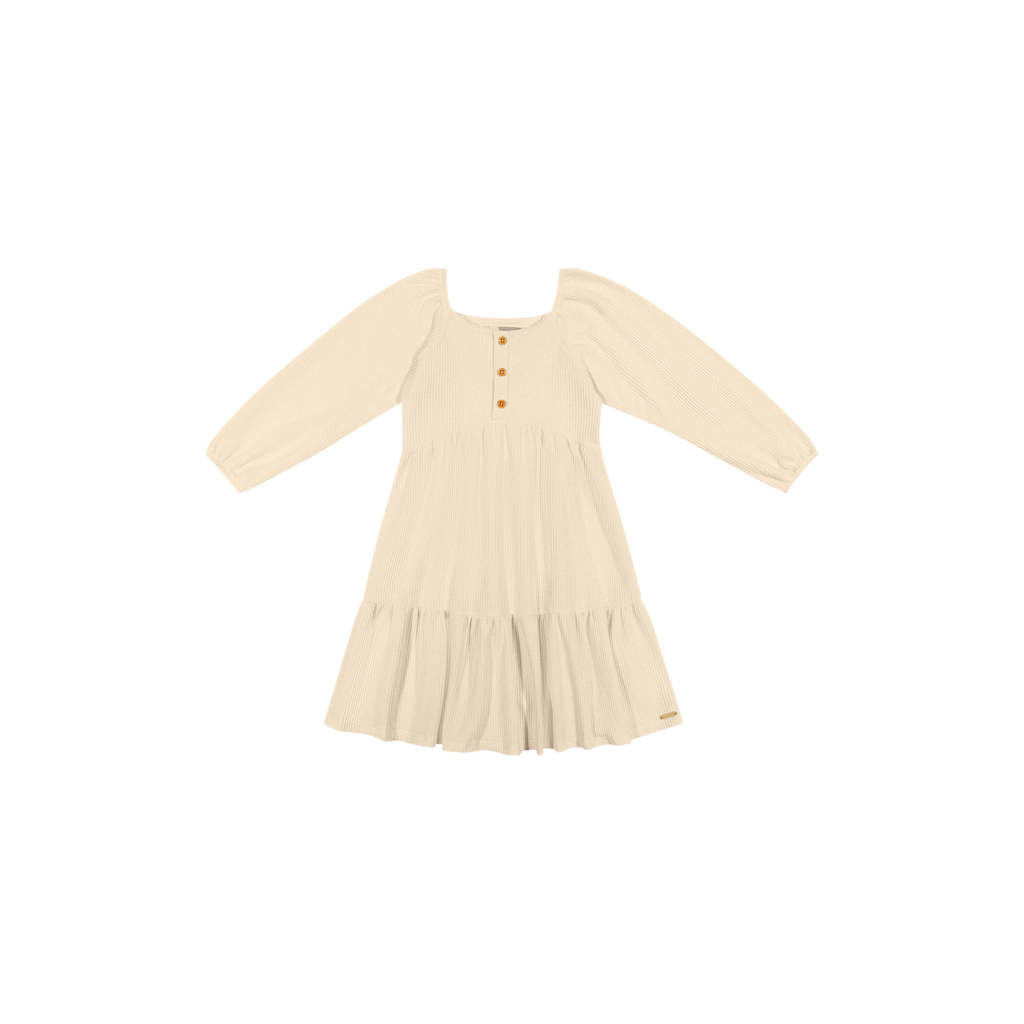 Vestido Infantil Menina Malha Tricô Colorittá Bege