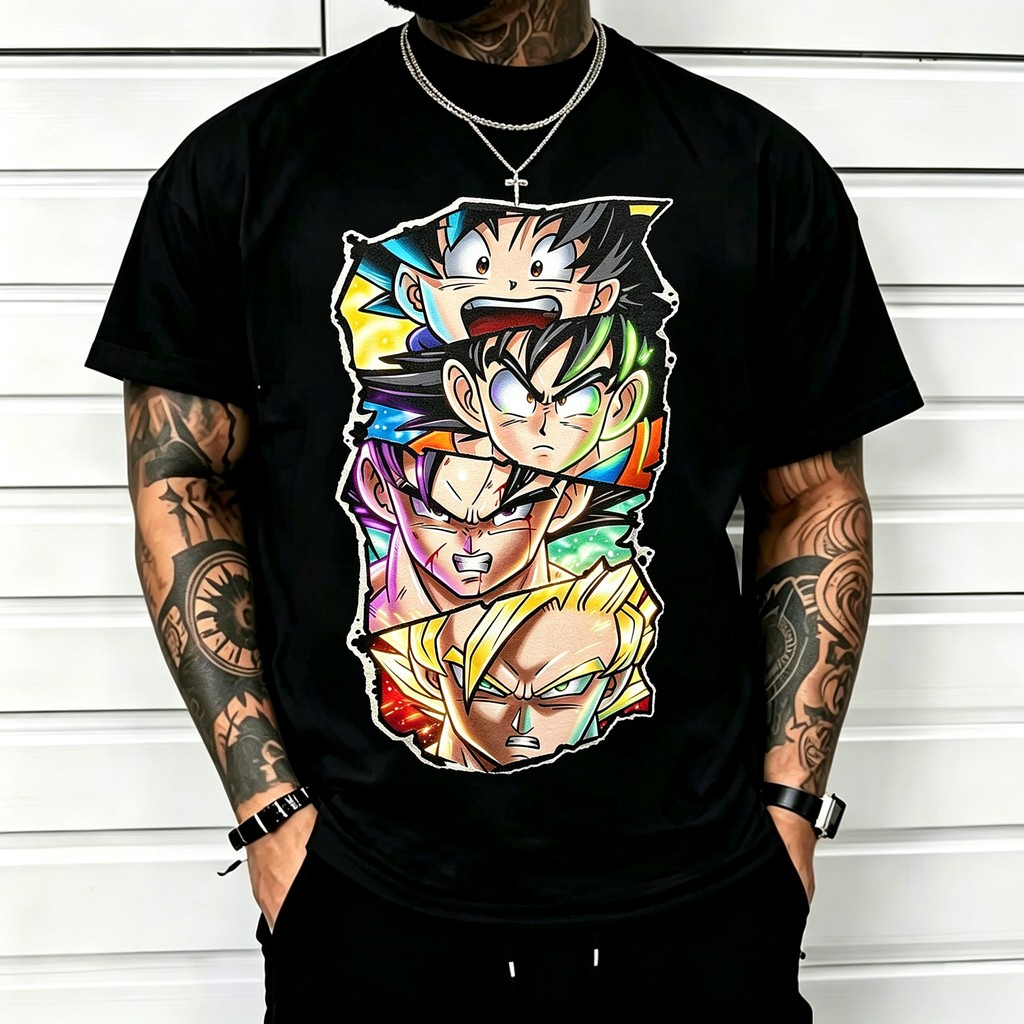 Camiseta Masculina Dragon Ball Z Goku Vegeta 3D Impressão Oversized Estampada Confortavel Autentica Estilosa Anime