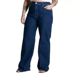 Calça Jeans Sawary Plus Size Wide Leg - 284233