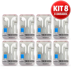 kit 4 /5/6 Fone de Ouvido com Fio Compatível iPhone 6 7 8 X 11 12 13 14 - Entrada Lightning