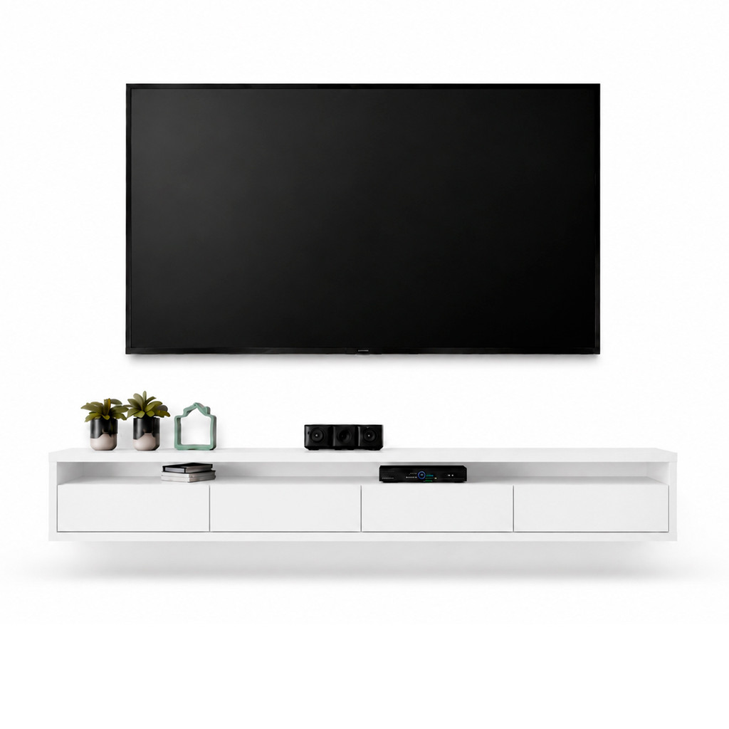 Rack Suspenso para Tv 1,80 Life 4 Portas Branco - MoveisAqui