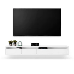 Rack Suspenso para Tv 1,80 Life 4 Portas Branco - MoveisAqui