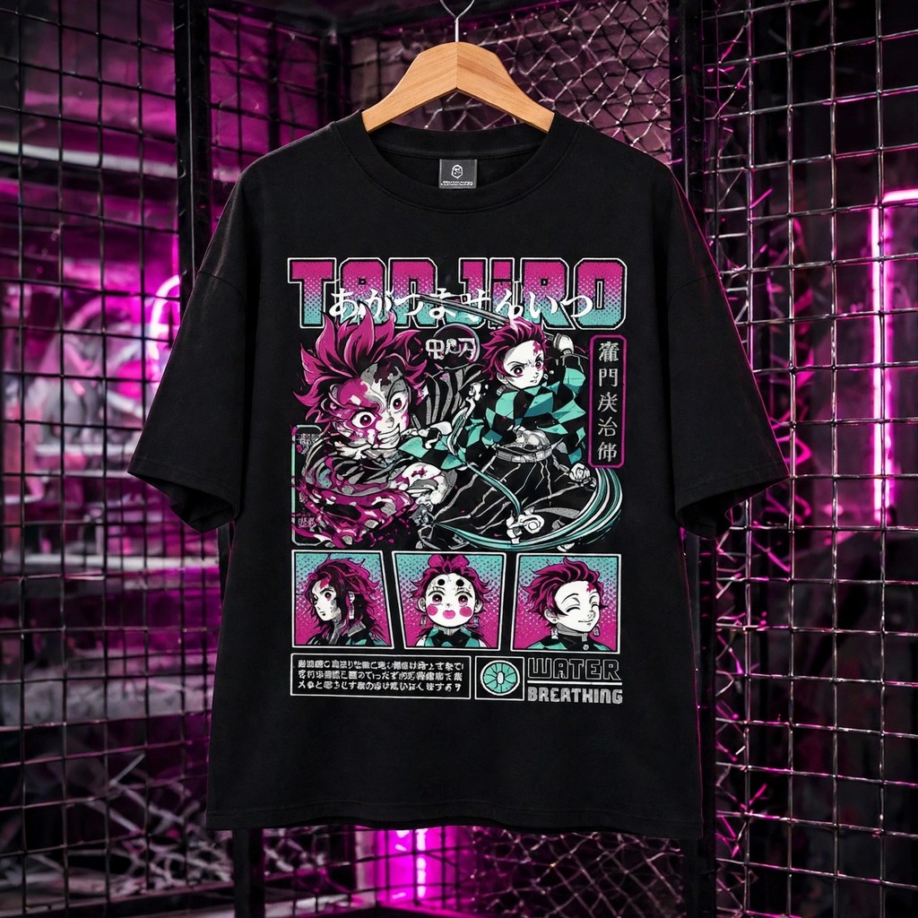 Camisa Anime Kimetsu No Yaiba Tanjiro Kamado Camiseta Estilo Oversized Streetwear Unissex Casual