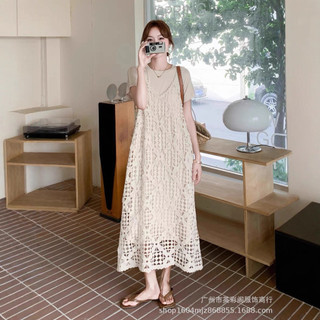 Francês solto sentir temperamento verão novo estilo solto Design sentir oco crochê blusa Casual colete vestido feminino