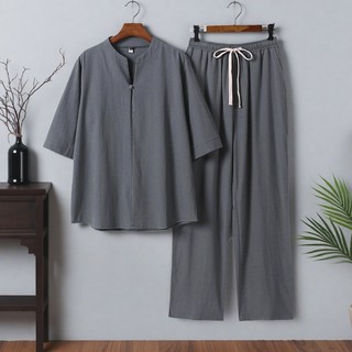 Roupas masculinas de linho de algodão para prática de roupas de Tai Chi terno de linho masculino verão roupas de meditaç