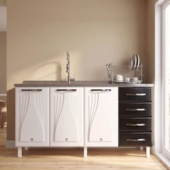 Balcão de Cozinha para Pia em Aço Star New 3 Portas 4 Gavetas Branco/Preto - Telasul