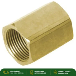 Luva Fêmea Sextavada 1/4 x 1/4 Polegadas em Latão Rosca BSP 20mm DDS