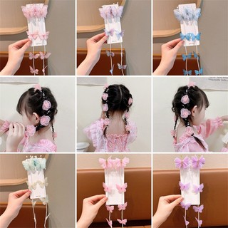 Presilha de cabelo borboleta super delicada para tranças infantis, acessório de cabelo para meninas e meninos, com franj