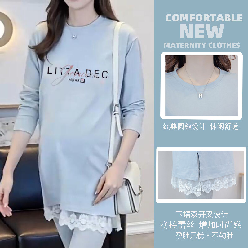 Tops de maternidade moda barriga grávida cobrindo 2026 novo estilo roupa de maternidade camiseta de manga comprida estil