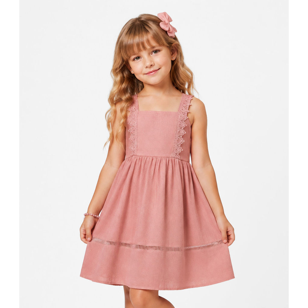 Vestido Infantil Malha Anarruga Trick Nick Rosa