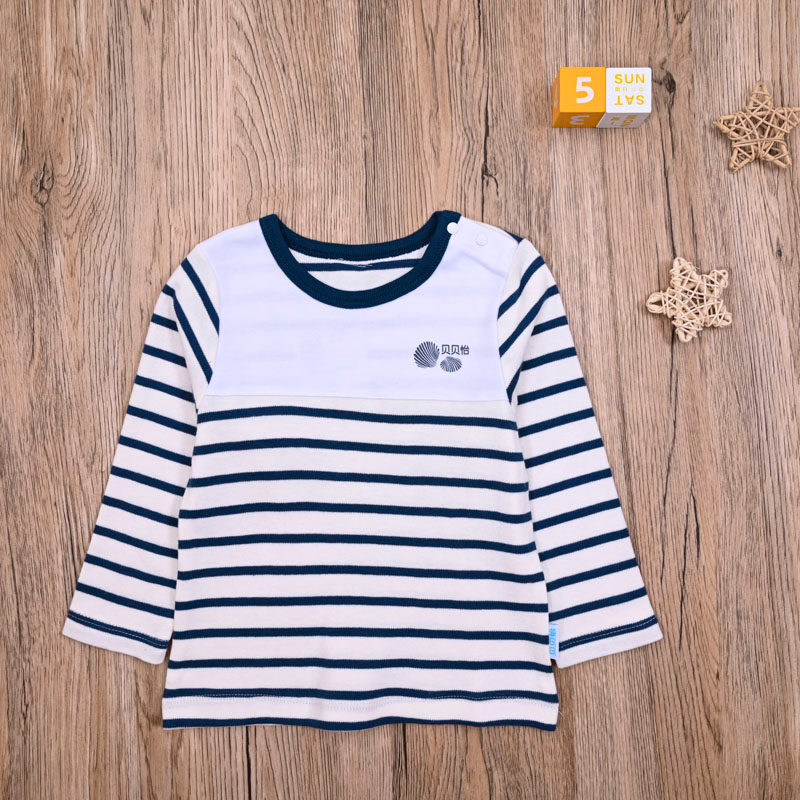 Doméstico único bebê menino primavera outono puro algodão manga comprida camiseta topo crianças bonito em torno do pesco