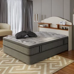 Cabeceira para Cama Box Casal com 2 Nichos Evelyn Bege Off White/Canela