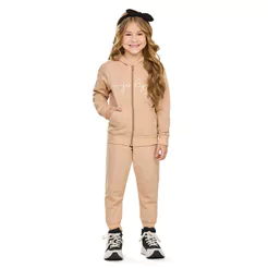 Conjunto Infantil Menina Moletom Rajado Elian Bege