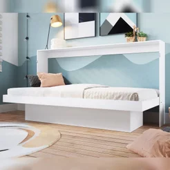 Cama Articulável Horizontal Solteiro Juvenil com Estação de Trabalho 90 Latino Branco Solteiro