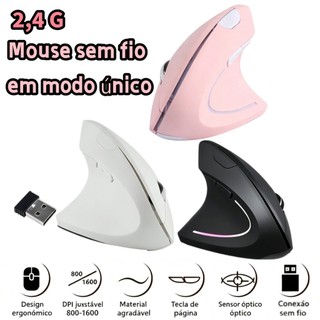 Mouse vertical sem fio 2,4 GHz ergonômico com 6 botões, DPI ajustável (LIULIU)