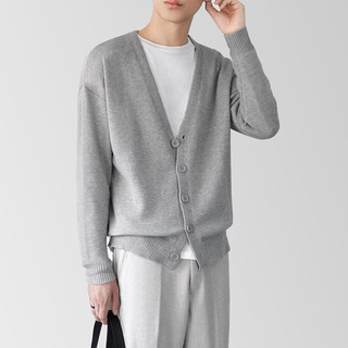 Cardigan Masculino Cor Sólida Textura Macia Casaco Suéter Casual