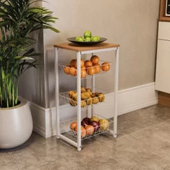 Fruteira para Cozinha com 3 Cestos 75x39cm Marrom/Canela Branco Canela/Branco