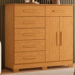 Cômoda para Quarto 6 Gavetas e 2 Portas Xangai Marrom/Cinamomo Cinamomo