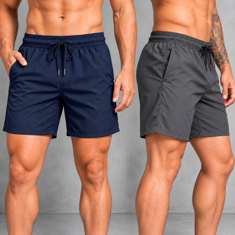 Kit 2 Bermudas Shorts Tactel Masculino Leve Com Elástico Bolsos Treino Praia Casual
