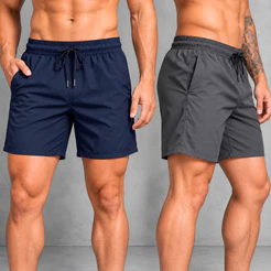 Kit 2 Bermudas Shorts Tactel Masculino Leve Com Elástico Bolsos Treino Praia Casual