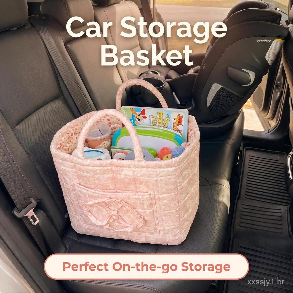 Cesto organizador para guardar objetos no carro, cesto de tecido de grande capacidade para o banco traseiro e o porta-ma