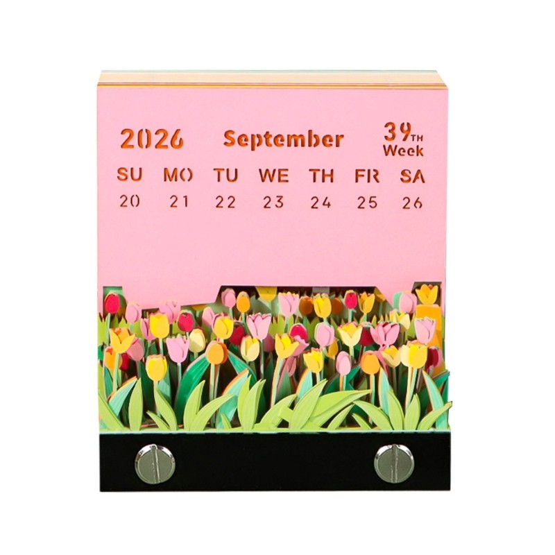 Prin Vinte e Seis Calendário de Ventilador Giratório Papercraft 3d Leve Construído Organização de Mesa