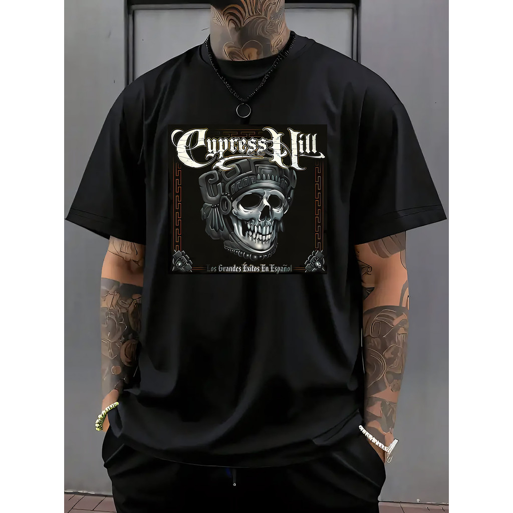Camiseta Unissex Camiseta Masculina Plus size Camiseta Cypress Hill Caveira Básica Oversized 100% Algodão