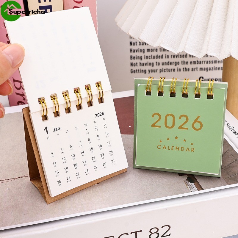 Calendário De Mesa Mini 2026 De 2 Unidades-Agenda Anual INS-Material Escolar De Escritório-Flip Over Em Bobina-Livro De