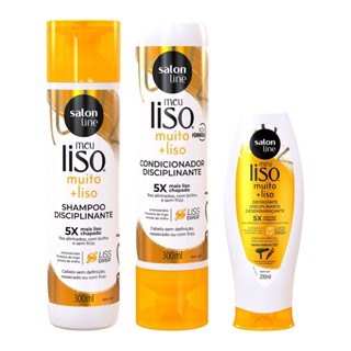 Kit com Shampoo + Condicionador + Defrizante Meu Liso Muito+Liso Salon Line em Oferta na Shopee