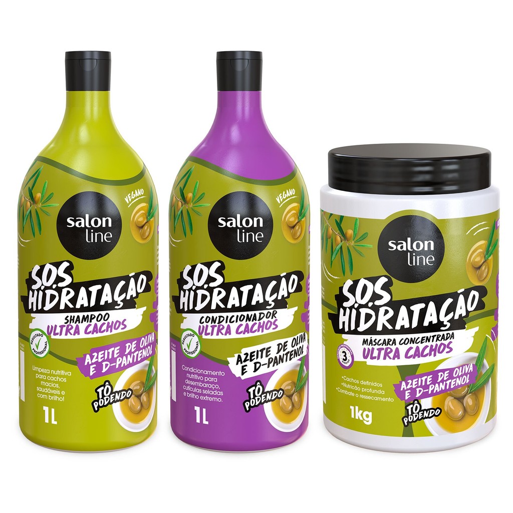 Detalhes do Kit SOS Hidratação Ultra Cachos com Máscara de Hidratação Salon Line