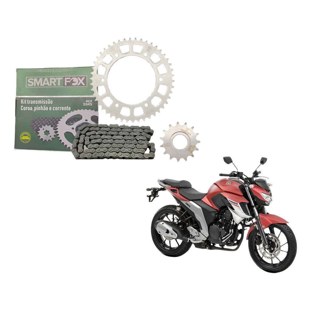 Kit Relação Tração Transmissão Fazer 250 2018 2019 2020 2021 2022 2023 2024 2025