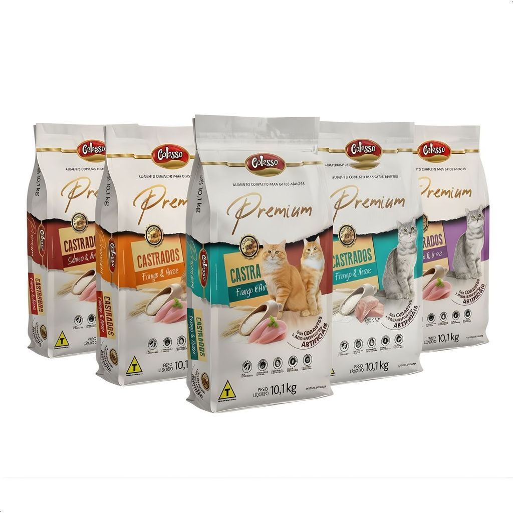 Ração Colosso Premium Gatos Adultos Filhotes ou Castrados 10,1Kg Sabor Carne Frango Salmão Arroz em Oferta na Shopee