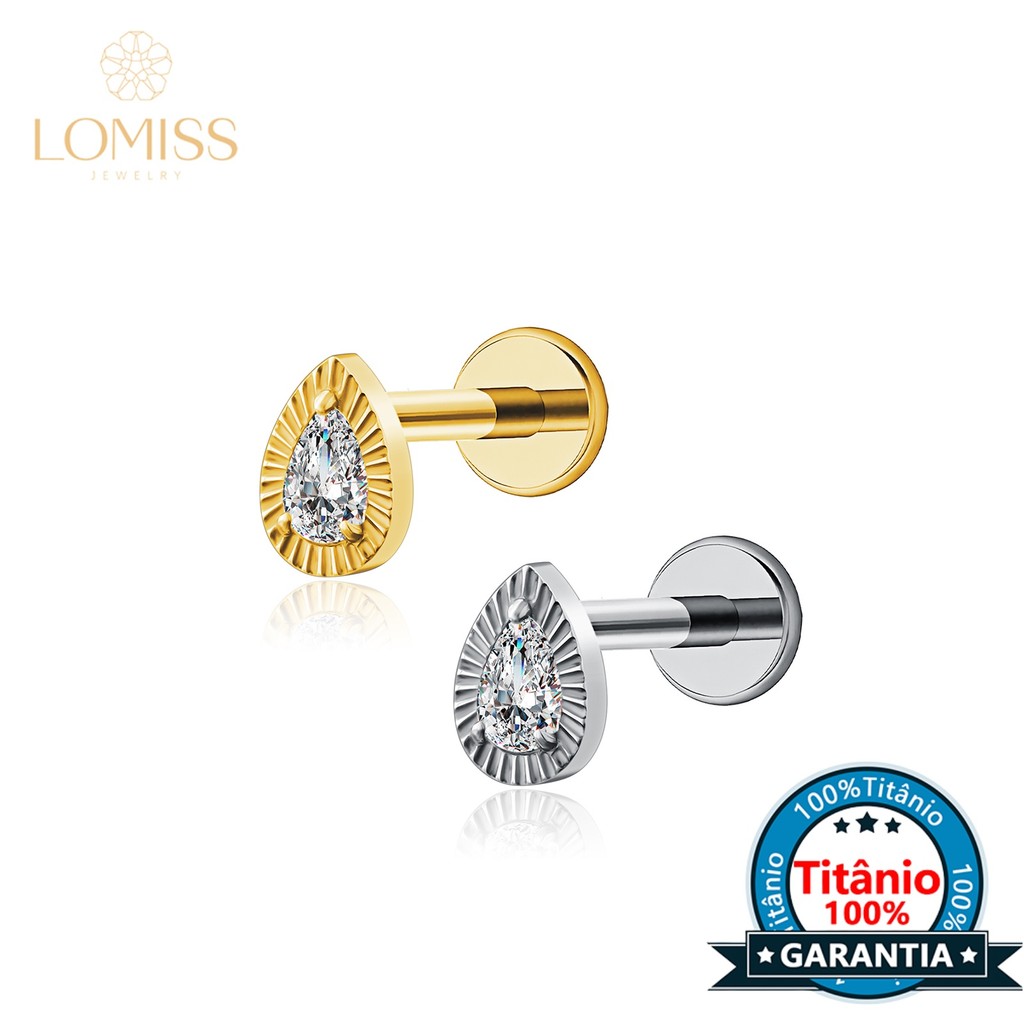 Piercing Labret e Orelha Titânio Gota Zircônia Cravejado | Para Helix Tragus Conch Nariz Piercing Boca Ponto De Luz em Oferta na Shopee