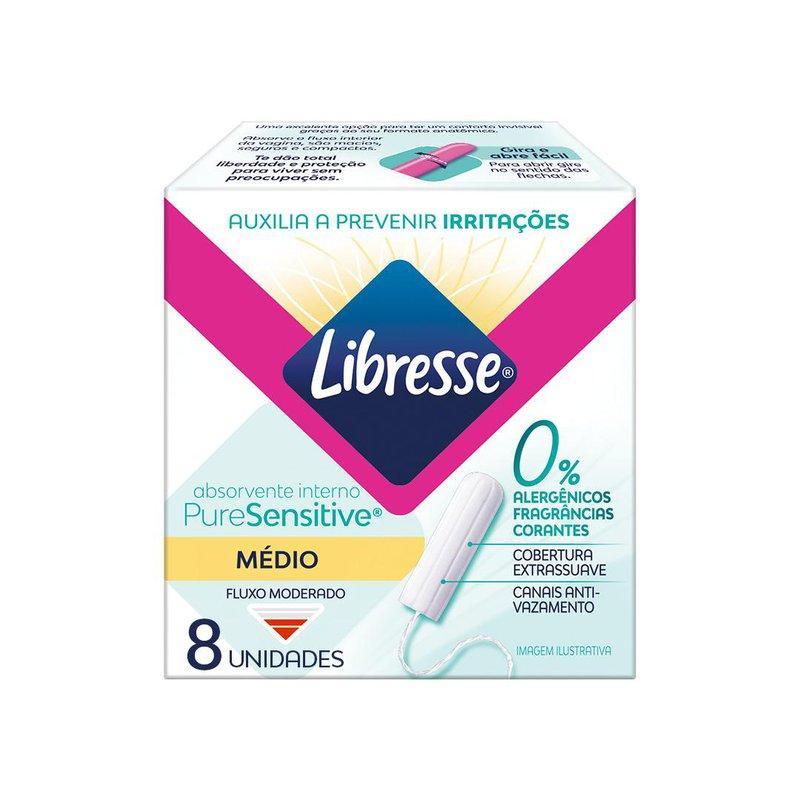 Absorvente Interno Libresse Pure Sensitive Fluxo Moderado Médio 8 Unidades em Oferta na Shopee