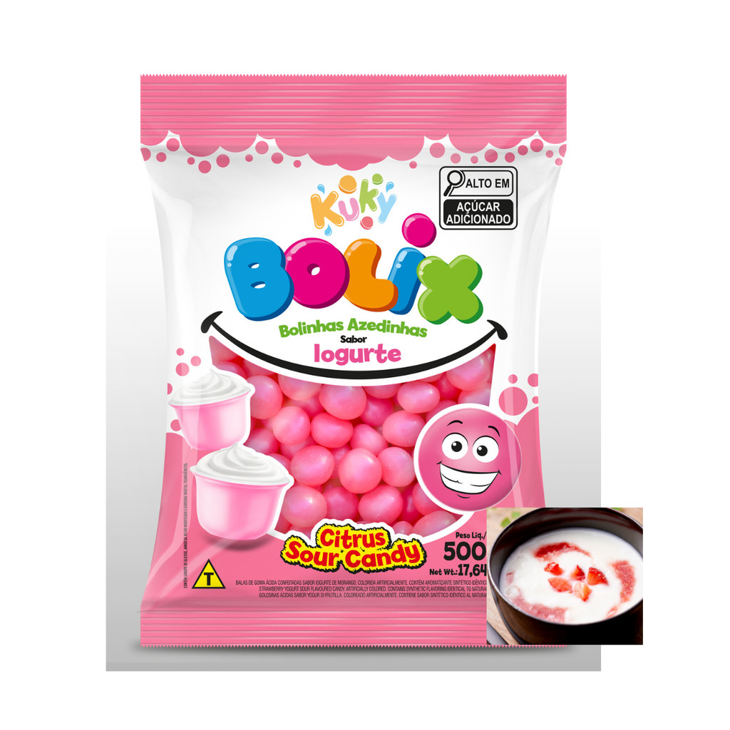 BALA DE GOMA AZEDINHA BOLIX IOGURTE 500G KUKY