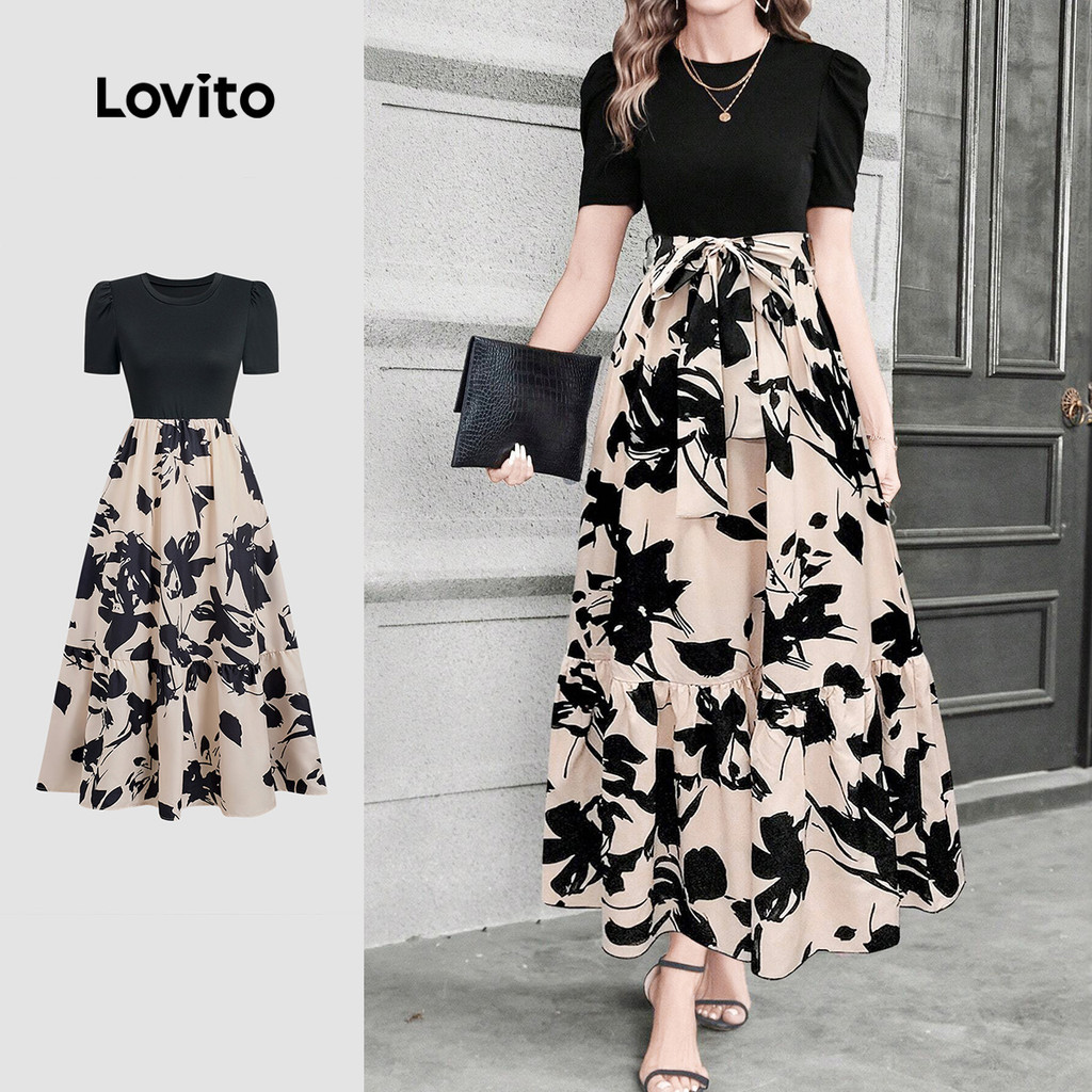 Lovito Vestido Casual Falso 2 em 1 Primavera/verão para Mulheres L155AD089 em Oferta na Shopee