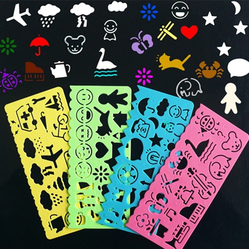 4 Peças/Conjunto Multifuncional de Régua para Desenho para Papelaria/Pintura/Arte Infantil em Oferta na Shopee