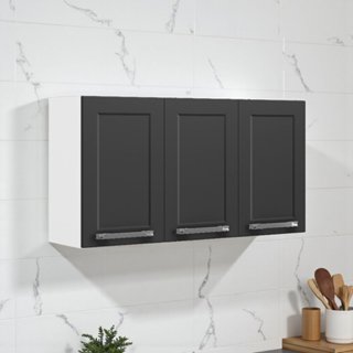 Armário de Cozinha em Aço 3 Portas 105cm Florença Itatiaia  Grafite/Branco em Oferta na Shopee