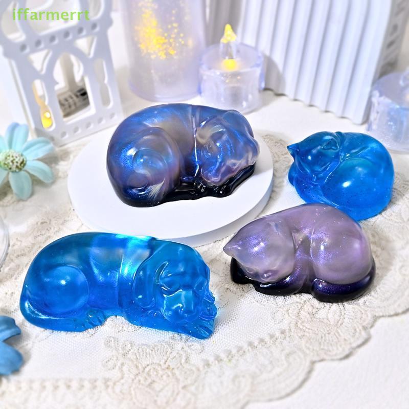 iffarmerrt Novo Gato Dormindo Cão Ornamento Molde De Silicone DIY Série Pet Vela Aroma Gesso Resina Moldes Mousse Decora