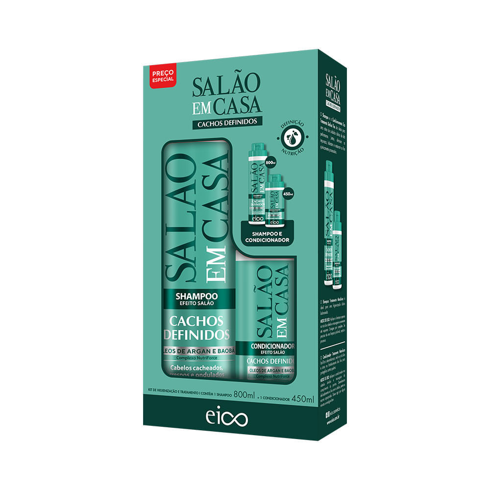 Kit Eico Salão em Casa Cachos Definidos 1,25L em Oferta na Shopee