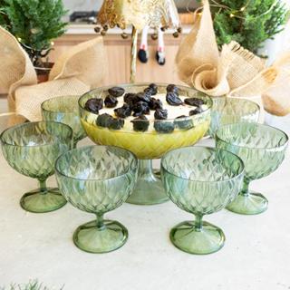 Kit Natal Sobremesa 1 Taça Grande 6 Taças Pequenas Glamour Verde 7 Peças Plasútil em Oferta na Shopee
